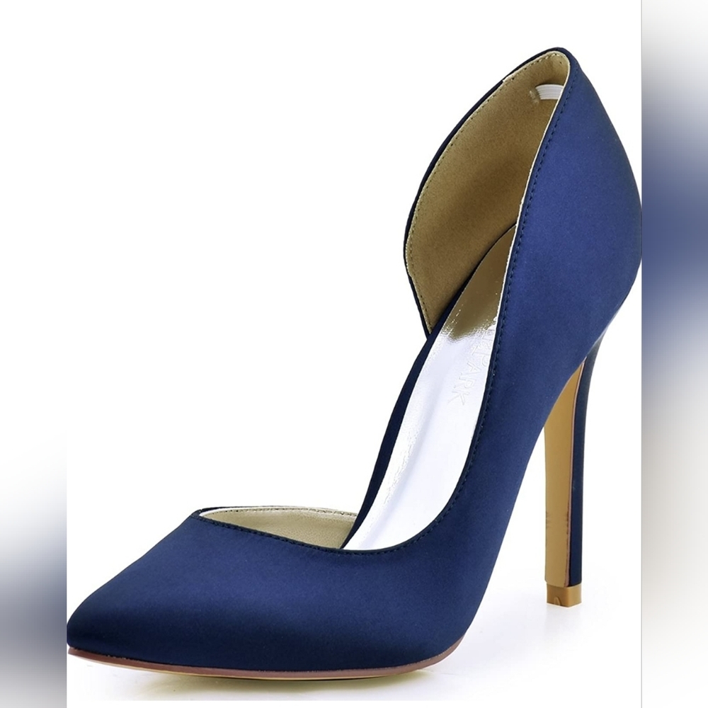 Navy Blue Satin Heels